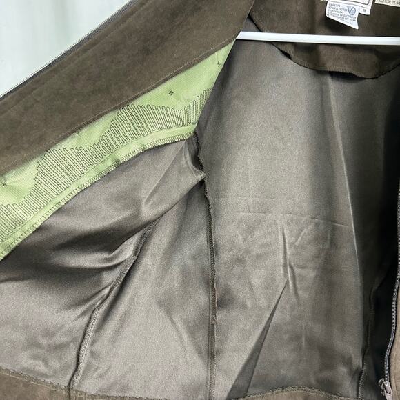 Karin Stevens Vintage 1990's? Blazer Jacket Army Green Zip Up Size 8 - Picture 9 of 10